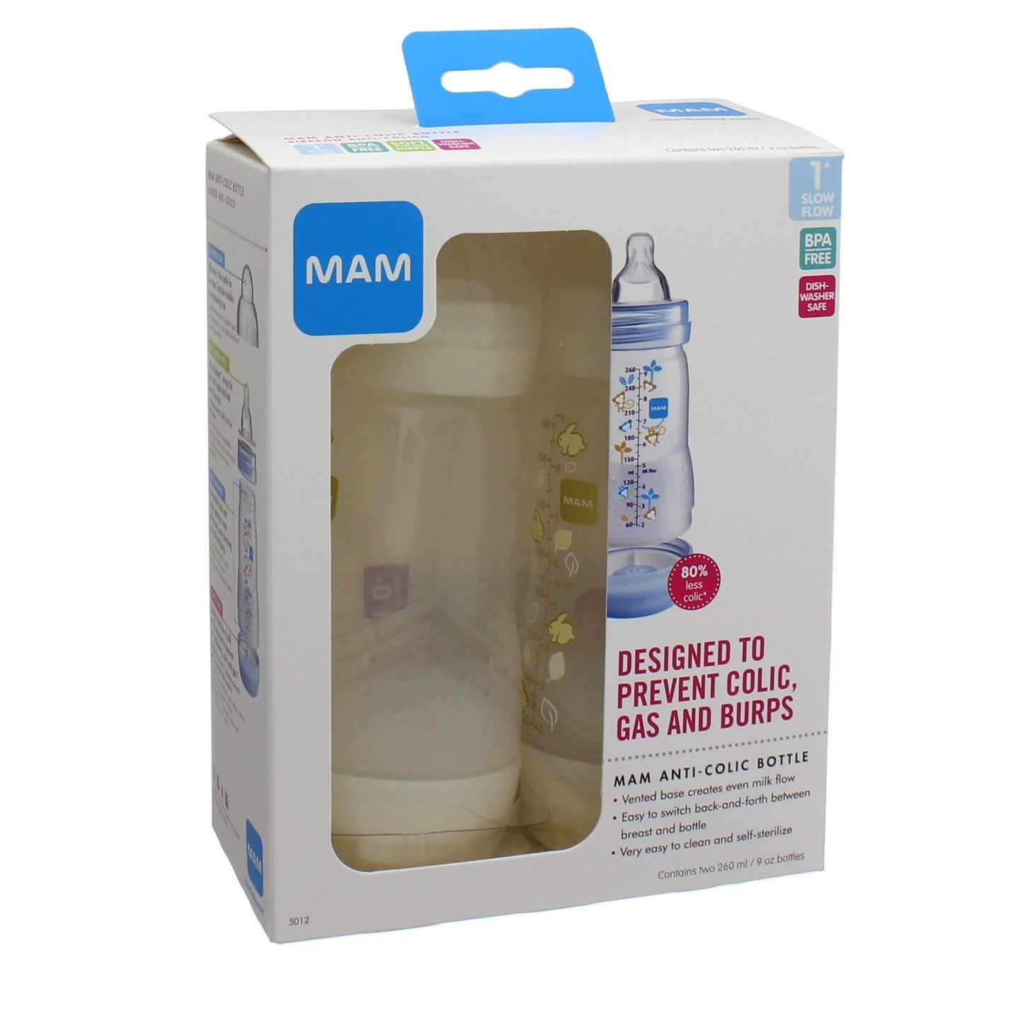 MAM Anti-Colic, Assorted Colors, 9 oz Bottles