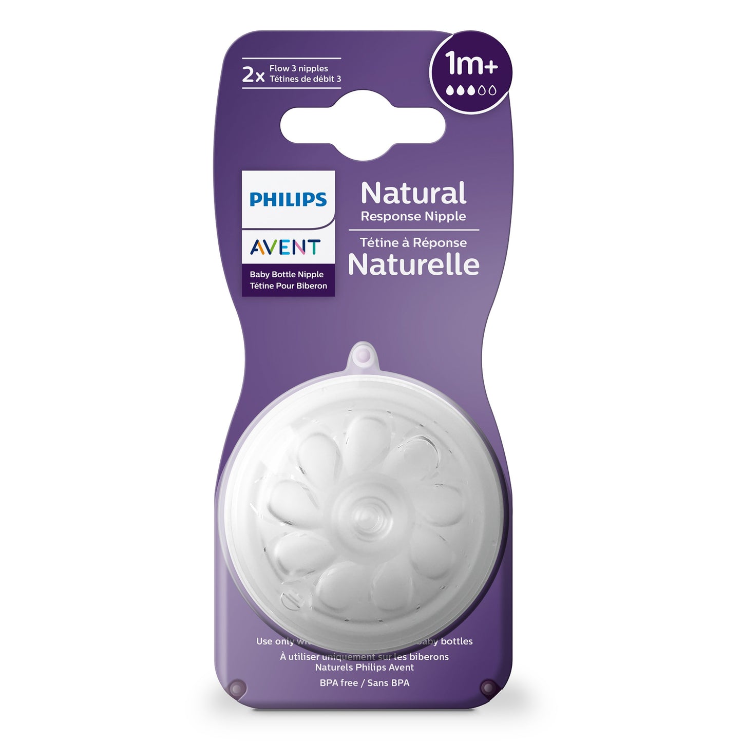Avent Natural Nipple Medium Flow 3M+