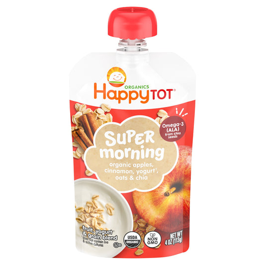 Happy Tot Organics Super Morning Pouch - Apples Cinnamon Yogurt & Oats