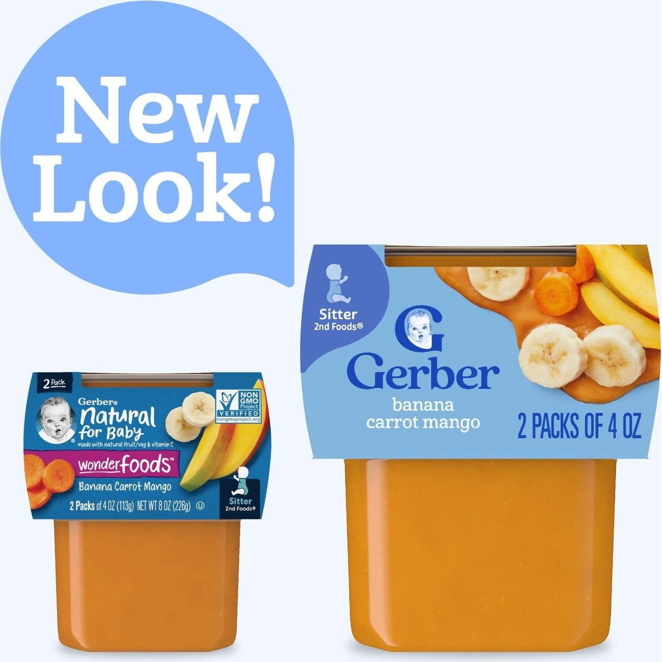 Gerber Stage 2 Baby Food - Banana Carrot & Mango, 4 oz Tubs