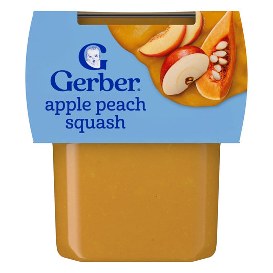 Gerber Stage 2 Baby Food - Apple Peach & Squash, 4 oz Tubs