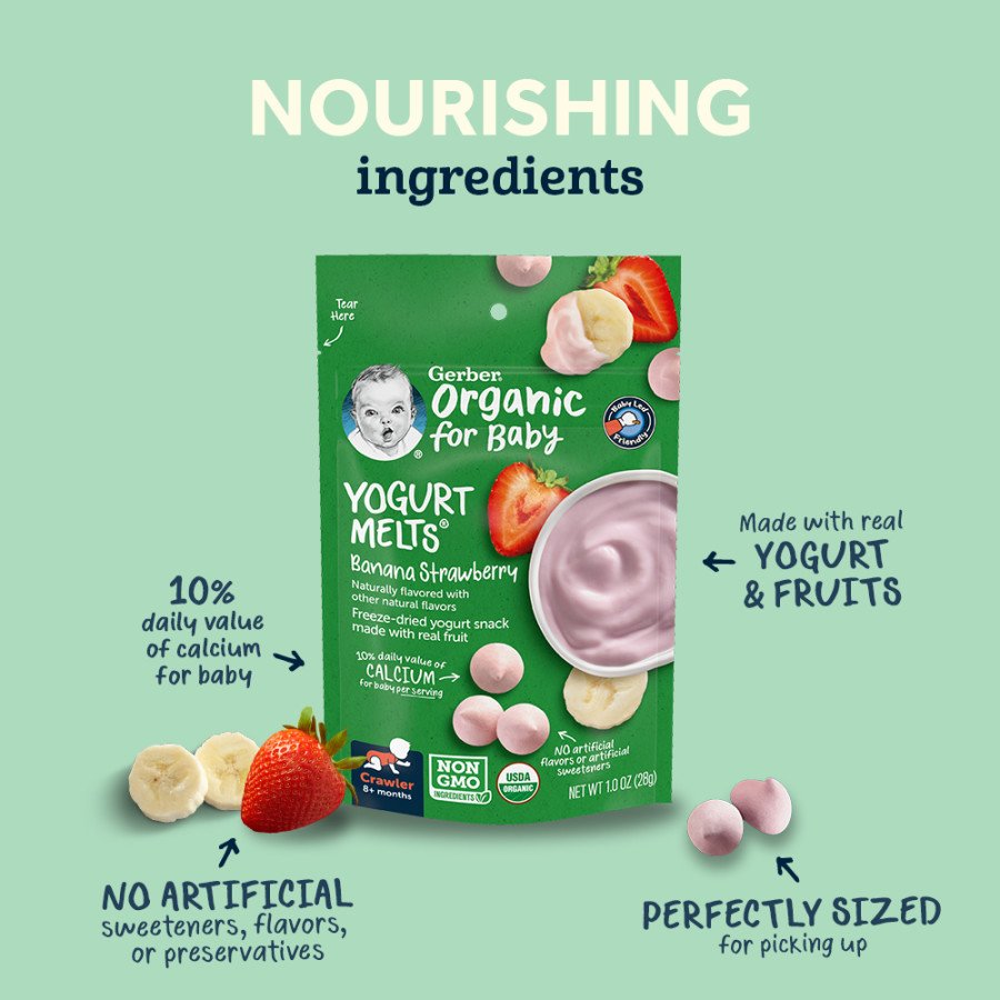 Gerber Organic for Baby Yogurt Melts - Banana & Strawberry
