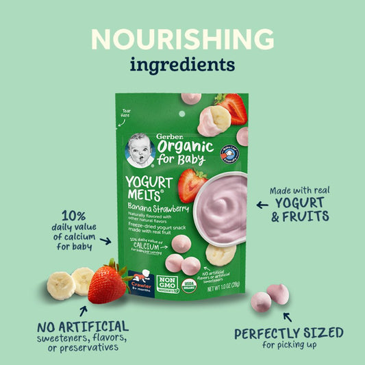 Gerber Organic for Baby Yogurt Melts - Banana & Strawberry