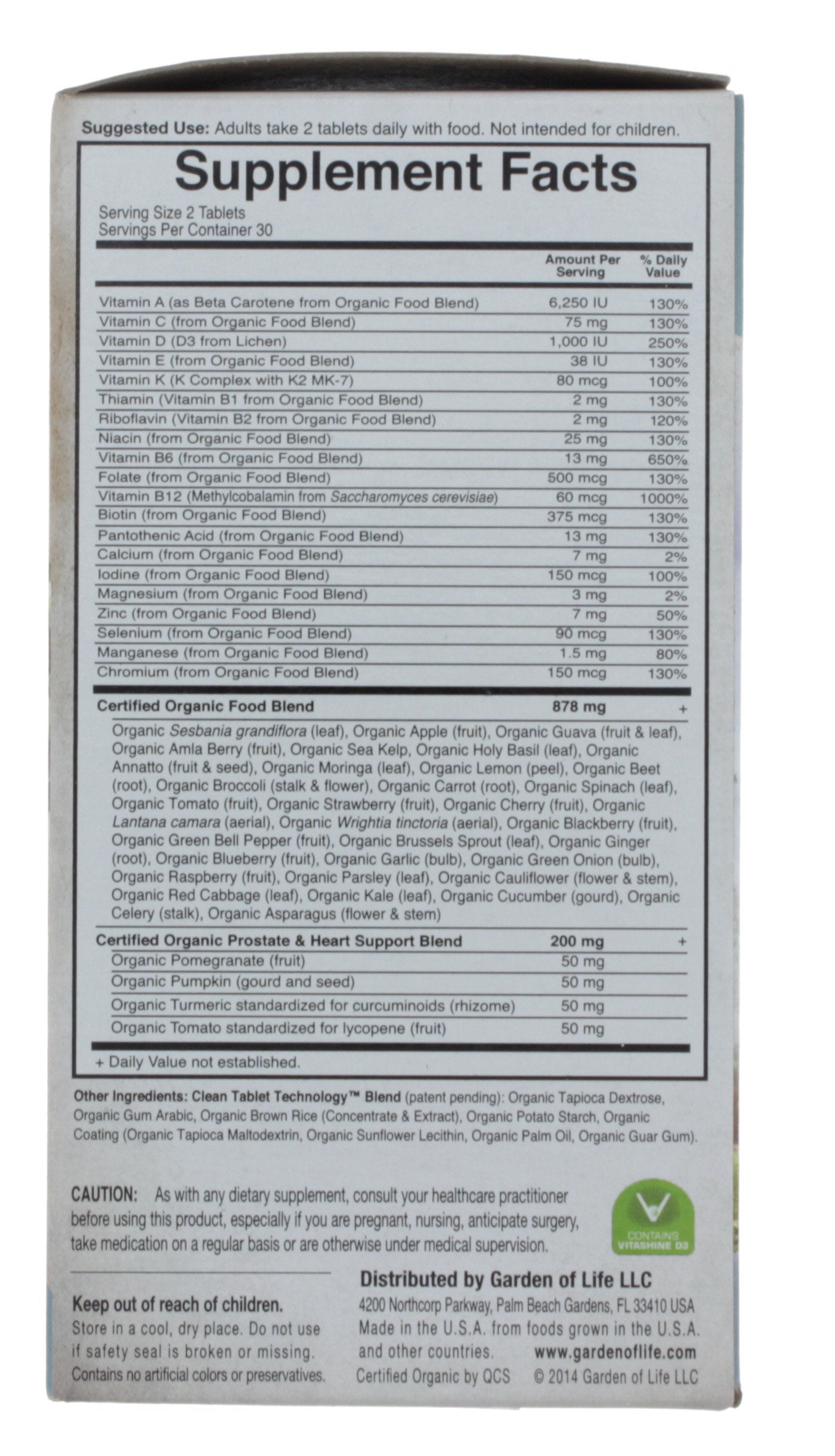 Garden of Life mykind Organics Men's 40+ Multivitamin Tablets