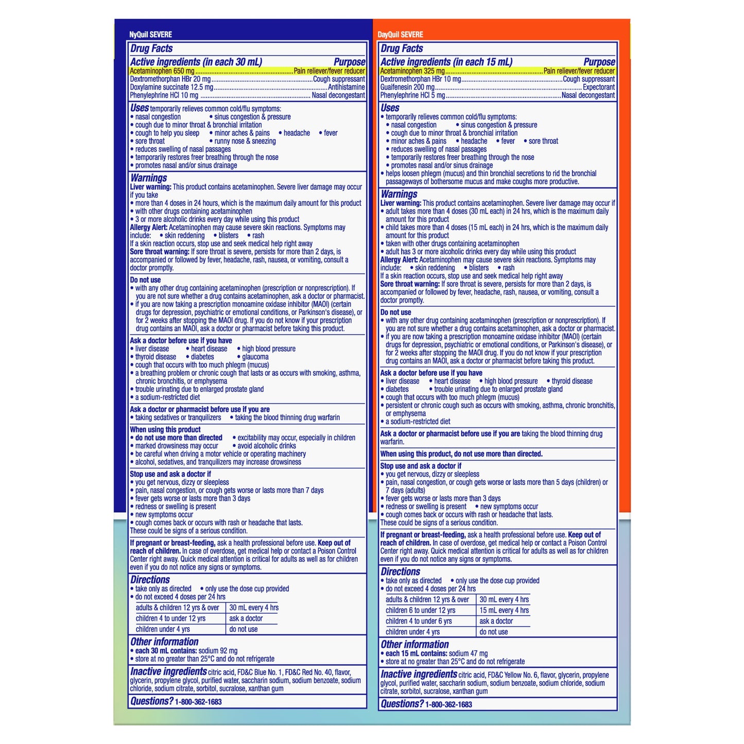Vicks DayQuil & NyQuil SEVERE Cold & Flu Medicine, Powerful Multi-Symptom Daytime & Nighttime Relief, Combo Pack