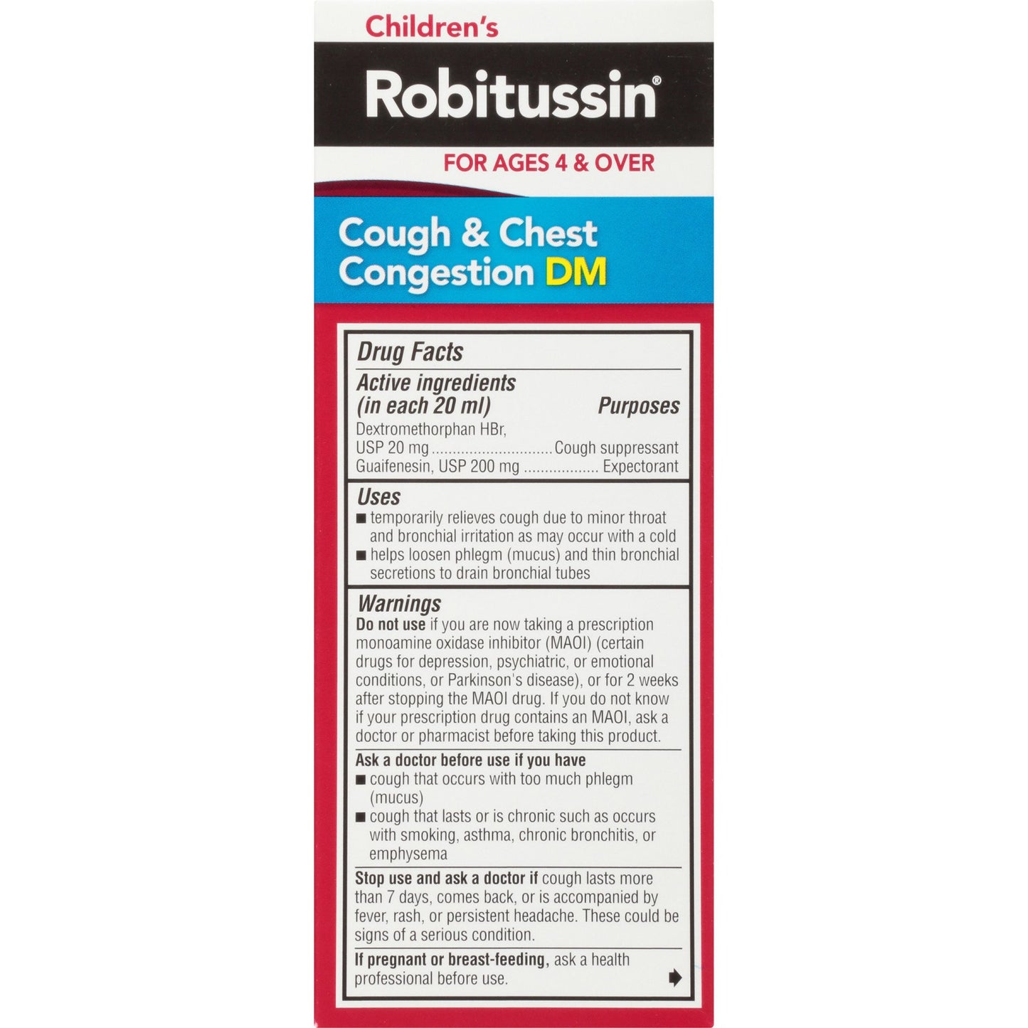 Robitussin Children's Cough & Chest Congestion DM, Cough Medicine for Kids, Grape Flavor