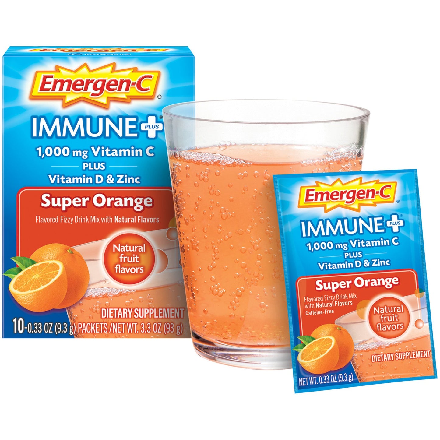 Emergen-C Immune+ Triple Action Immune Support Powder, BetaVia (R), 1000mg Vitamin C, B
Vitamins, Vitamin D and Antioxidants, Super Orange