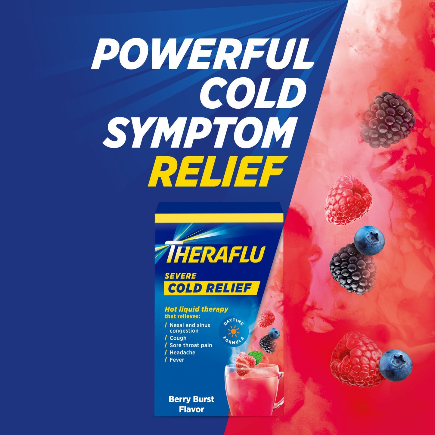 Theraflu Daytime Severe Cold Relief Powder, Berry Burst Flavor