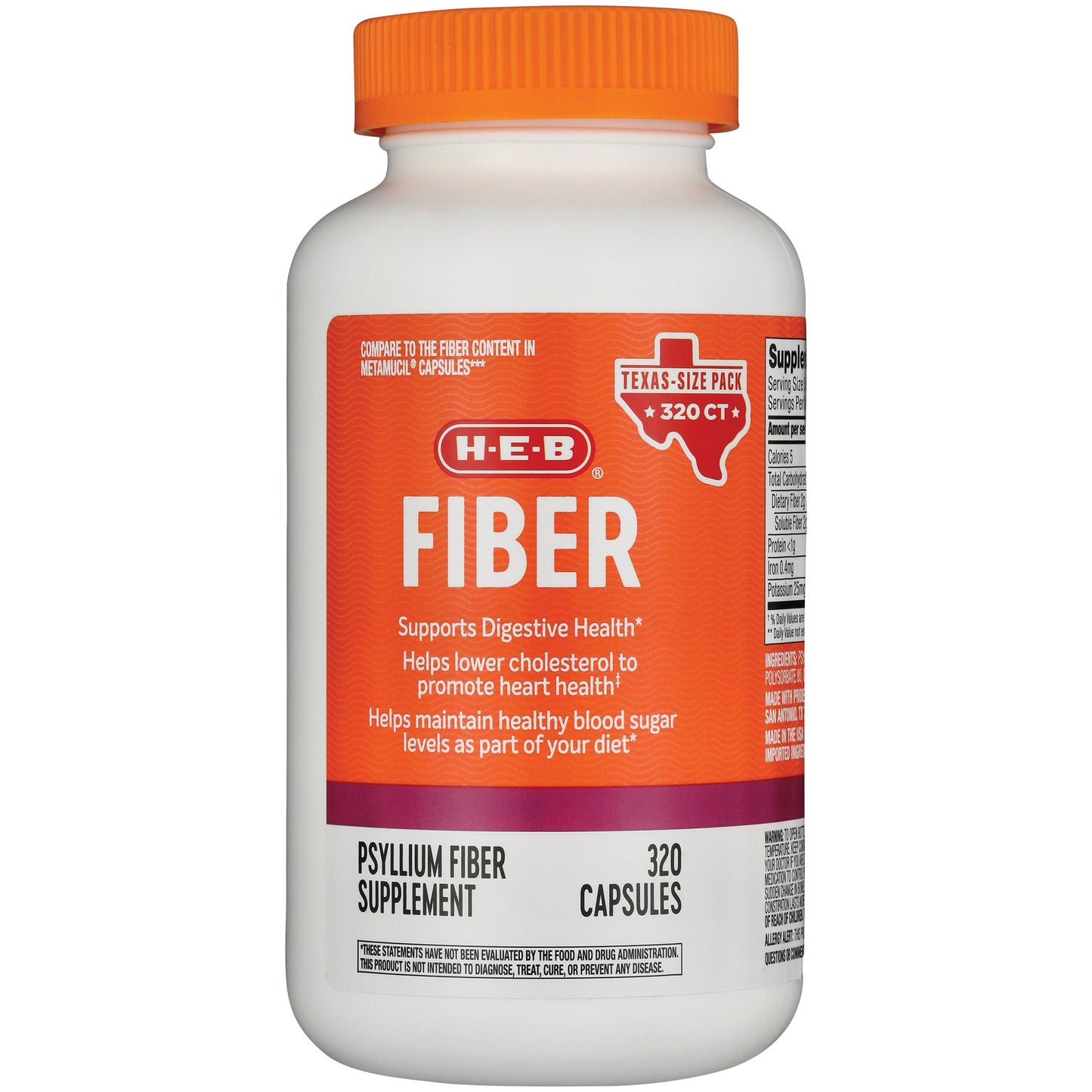 H-E-B Psyllium Fiber Supplement Capsules - Texas-Size Pack