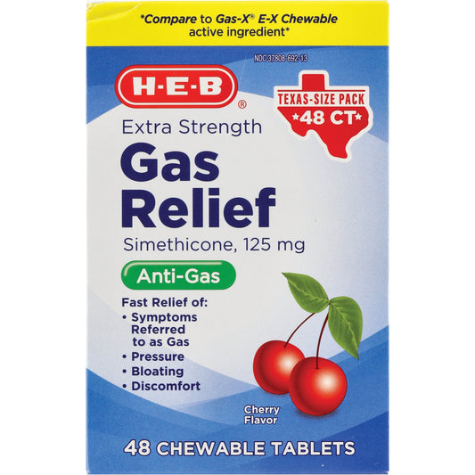 H-E-B Extra Strength Gas Relief Cherry Chewable Tablets Texas-Size Pack