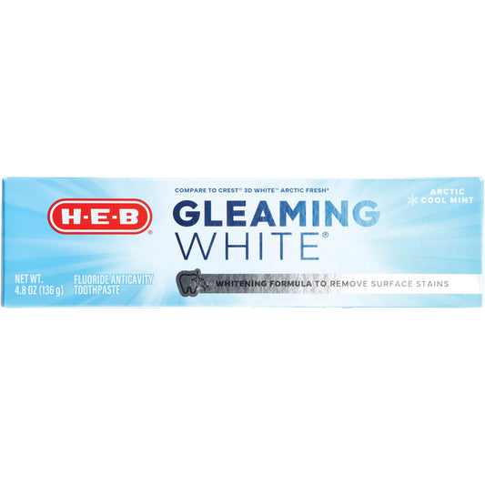 H-E-B Gleaming White Fluoride Anticavity Toothpaste - Arctic Cool Mint