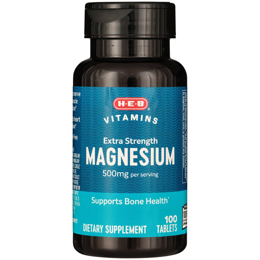 H-E-B Vitamins Extra Strength Magnesium 500 mg Tablets