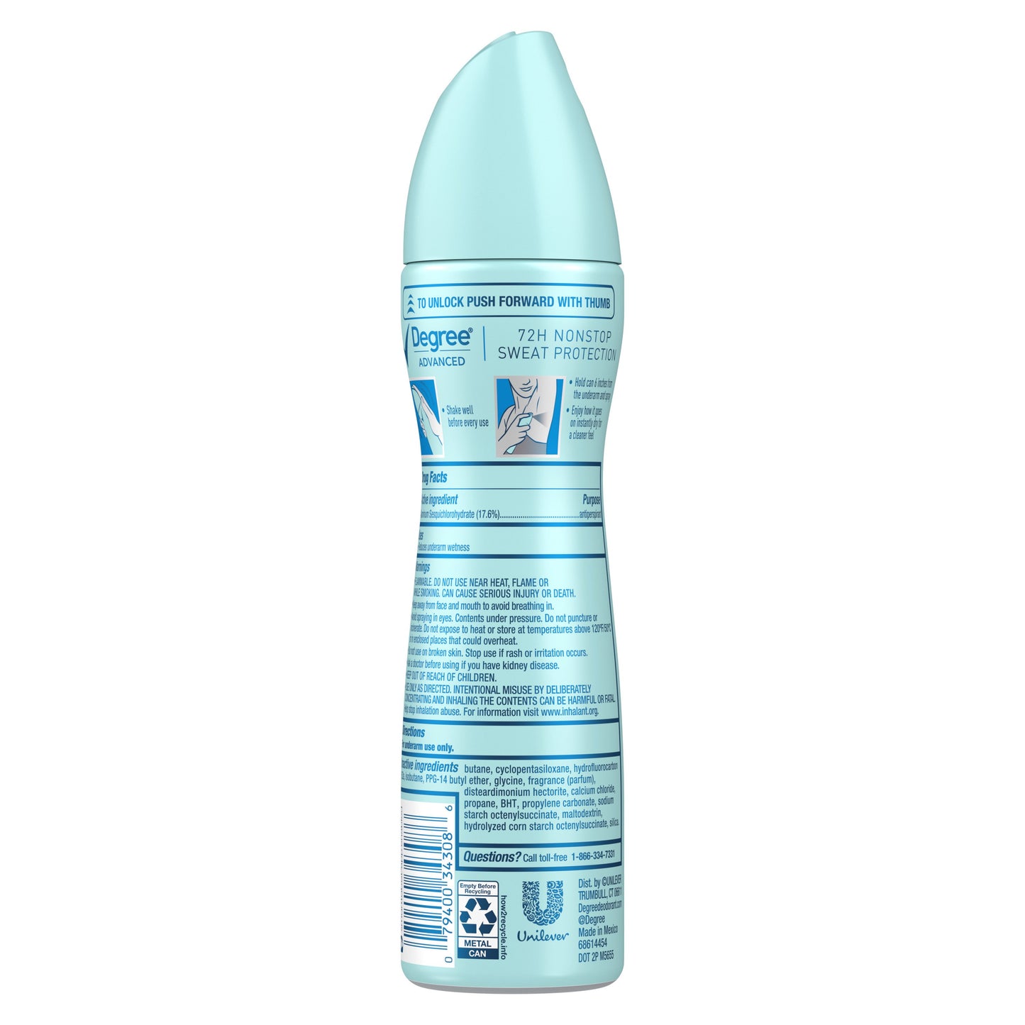 Degree 72 Hr Advanced Antiperspirant Deodorant Dry Spray - Shower Clean