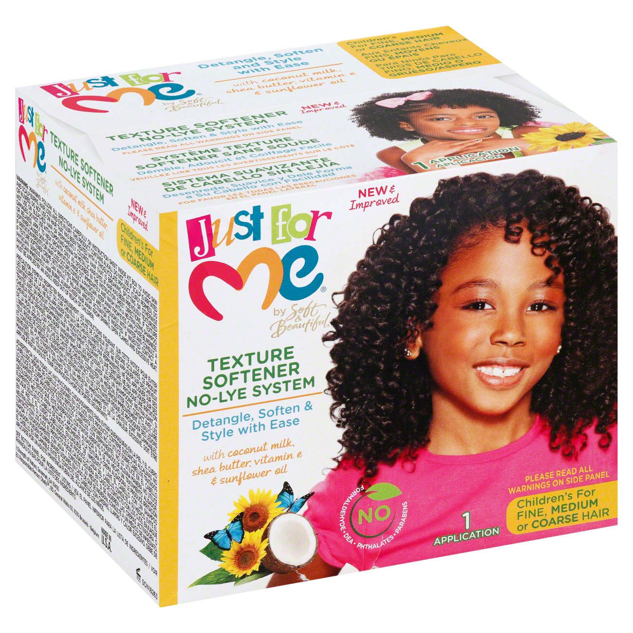 Just For Me Kids No Lye Texture Softener Curly Hair Dentangler Kit
