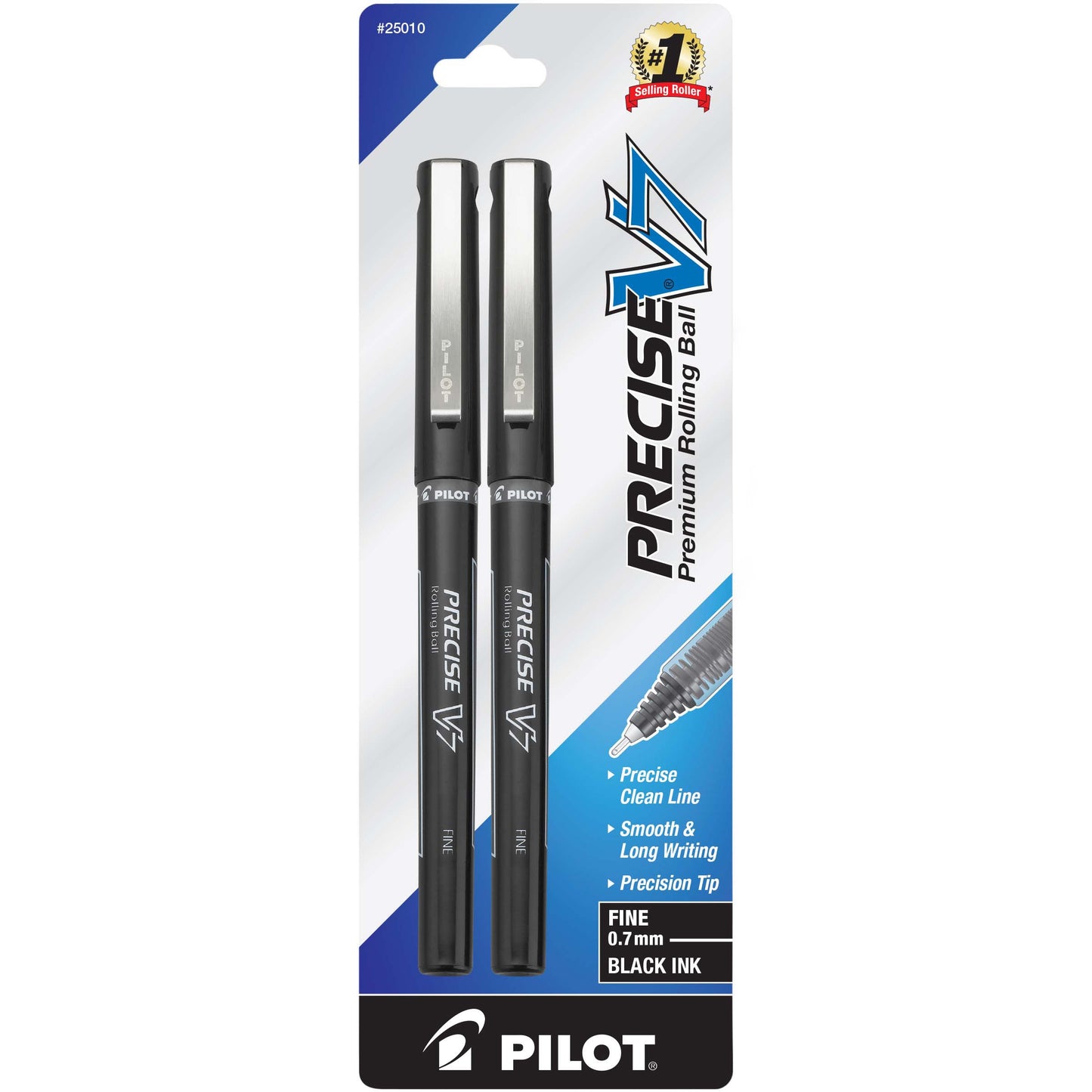 Pilot Precise V7 0.7mm Premium Rolling Ball Pens - Black Ink