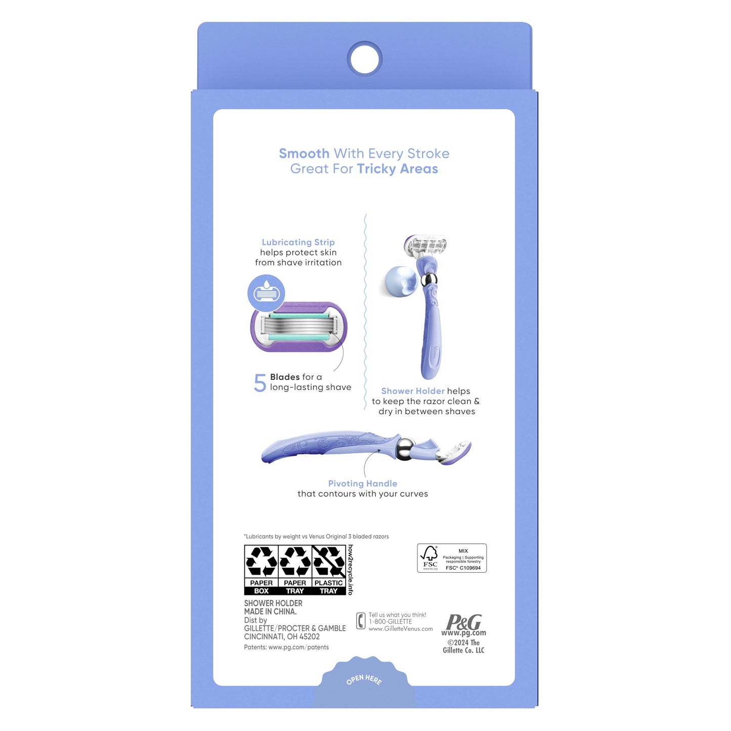 Gillette Venus Deluxe Smooth Swirl Women's Razor Handle + 2 Blade Refills