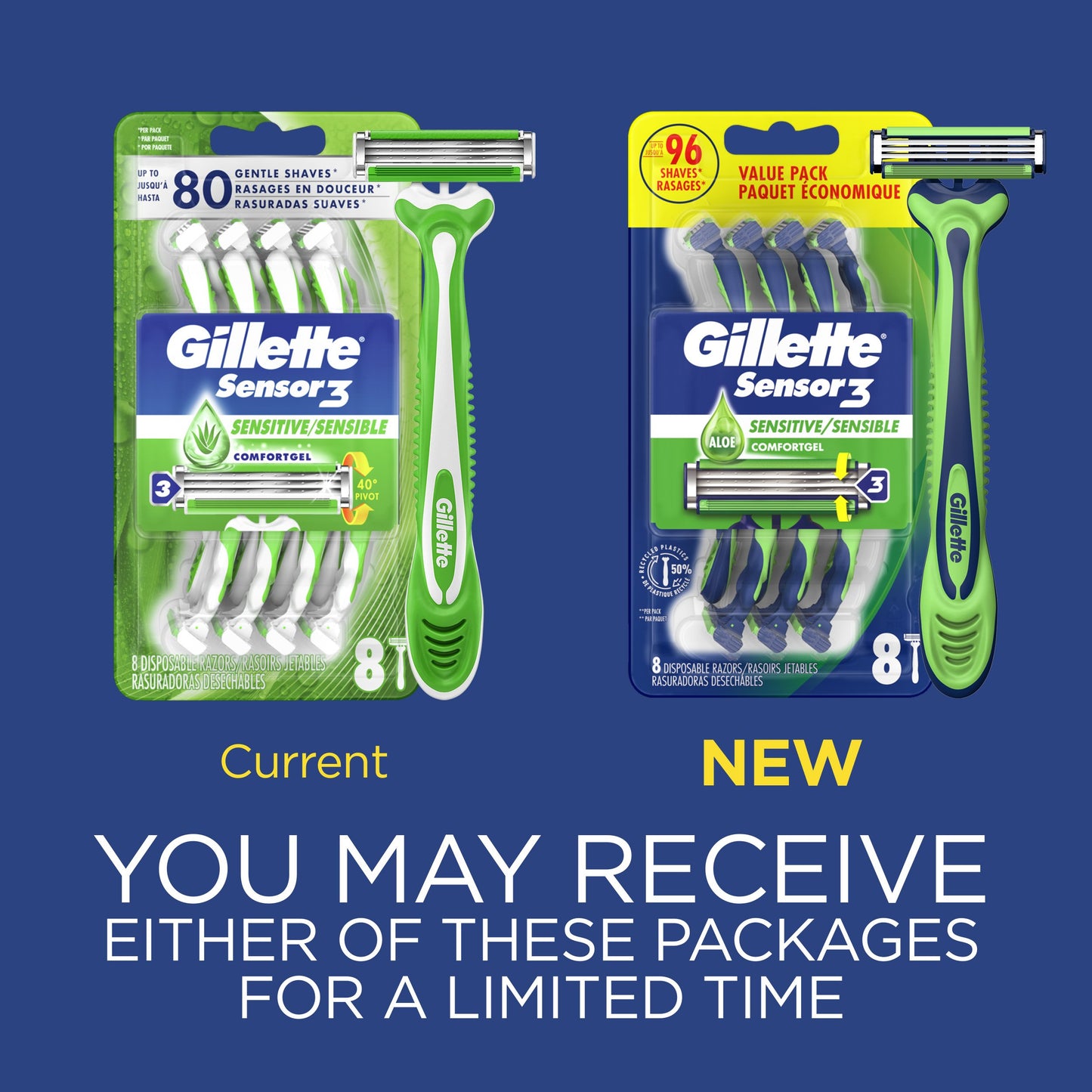 Gillette Sensor3 Sensitive Men's Disposable Razor