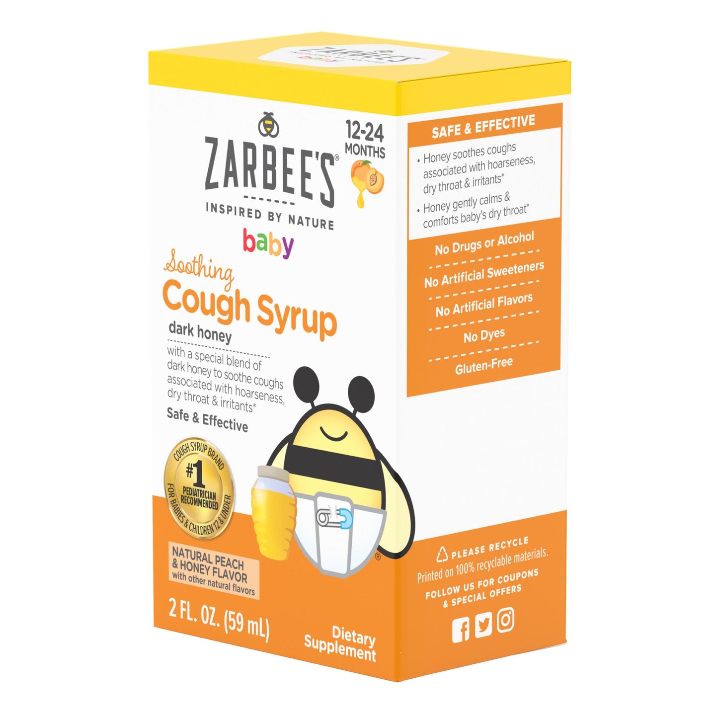 Zarbee's Baby Soothing Cough Syrup - Natural Peach Flavor