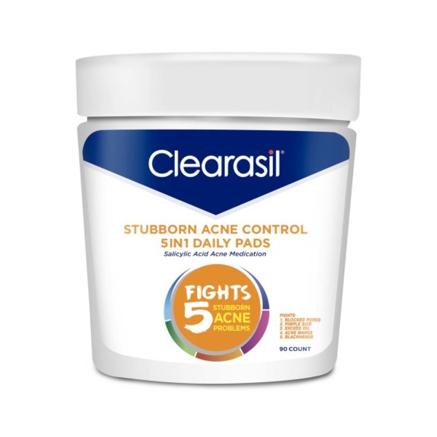 Clearasil Stubborn Acne Control 5-in-1 Salicylic Acid Daily Facial Cleansing Pads