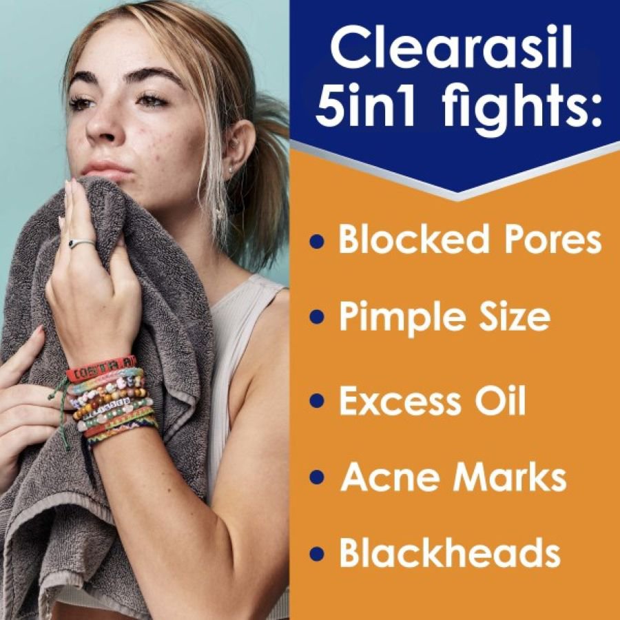 Clearasil Stubborn Acne Control 5-in-1 Salicylic Acid Daily Facial Cleansing Pads