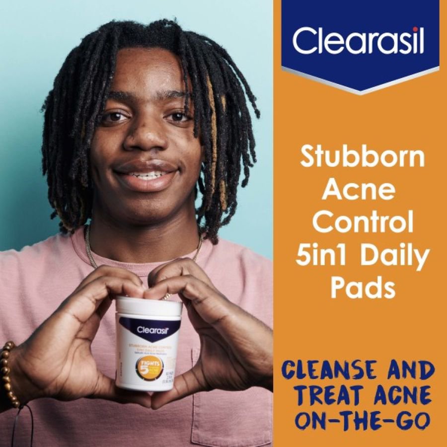 Clearasil Stubborn Acne Control 5-in-1 Salicylic Acid Daily Facial Cleansing Pads