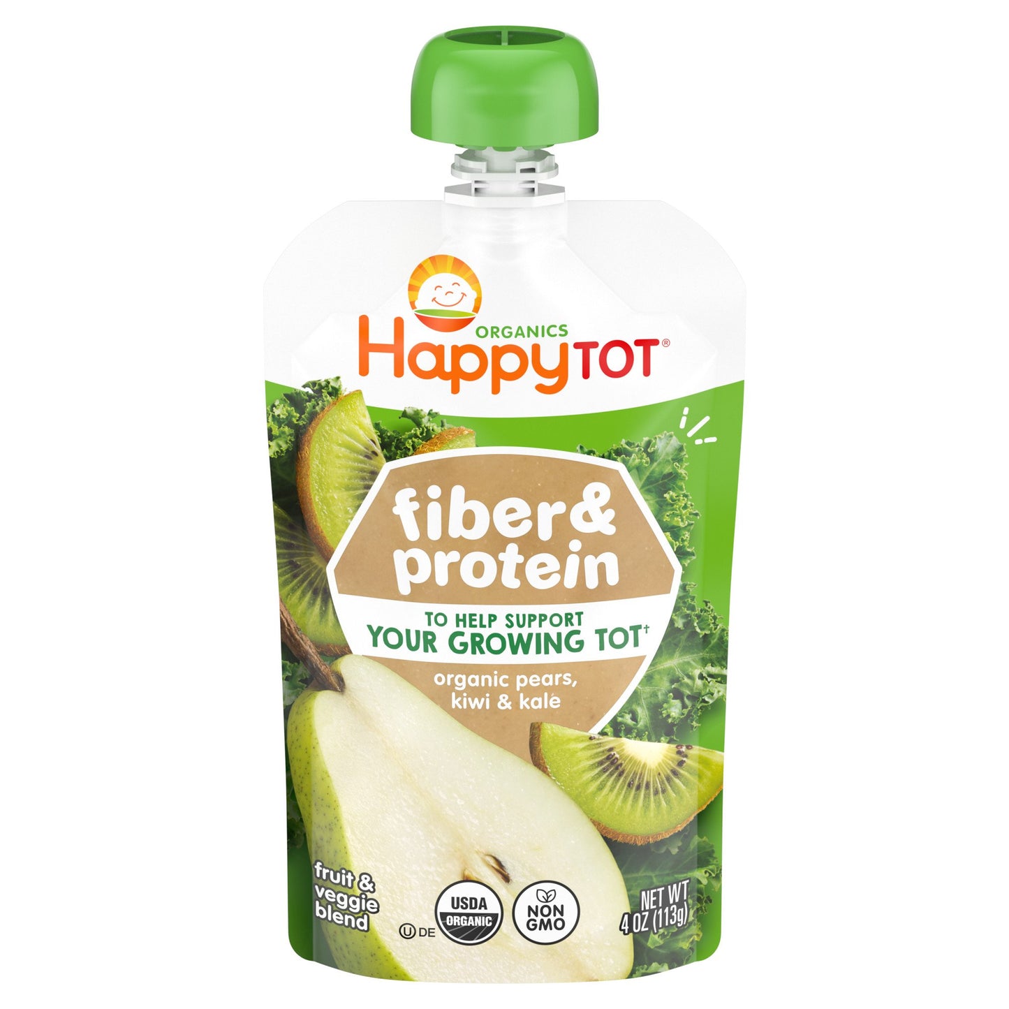 Happy Tot Organics Fiber & Protein Pouch - Pears Kiwi & Kale