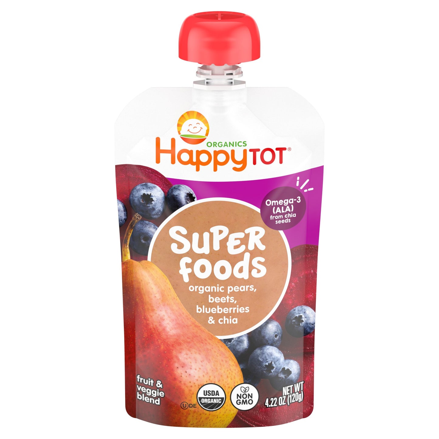 Happy Tot Organics Superfoods Pouch - Pears Beets Blueberries & Chia