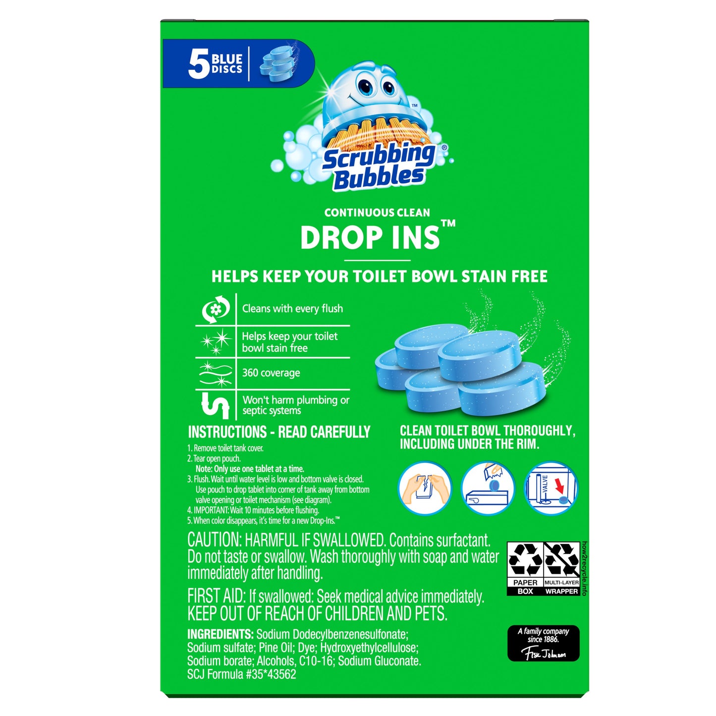 Scrubbing Bubbles Continuous Clean Drop-Ins Discs, Toilet Bowl Cleaner Tablets