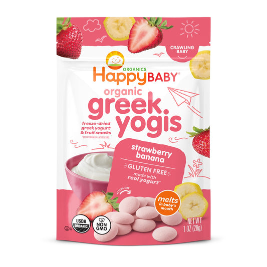 Happy Baby Organics Organic Greek Yogis Freeze-Dried Greek Yogurt & Fruit Snacks - Strawberry Banana