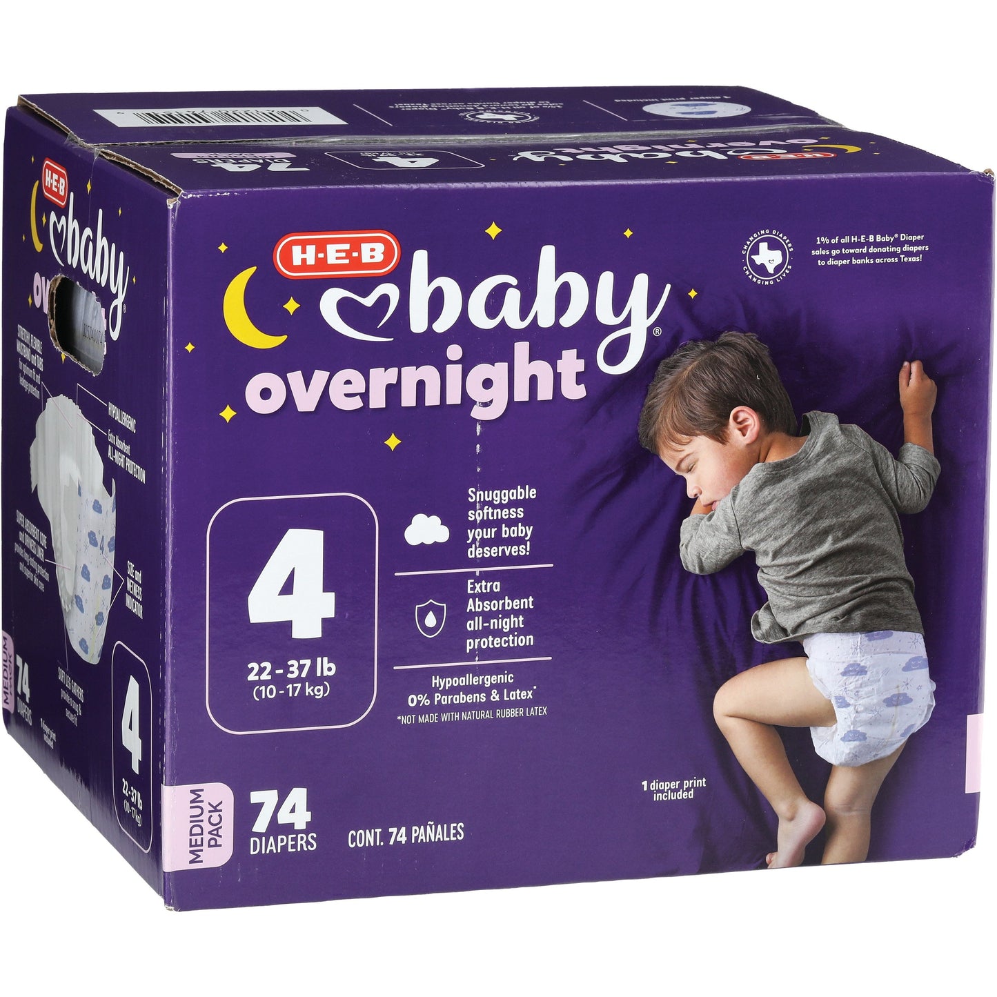 H-E-B Baby Medium Pack Overnight Diapers – Size 4