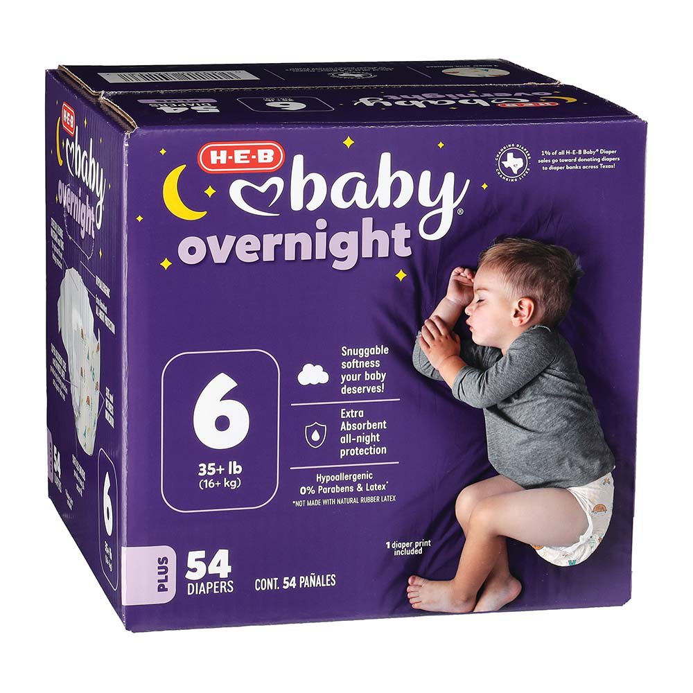 H-E-B Baby Plus Overnight Diapers – Size 6