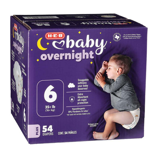 H-E-B Baby Plus Overnight Diapers – Size 6