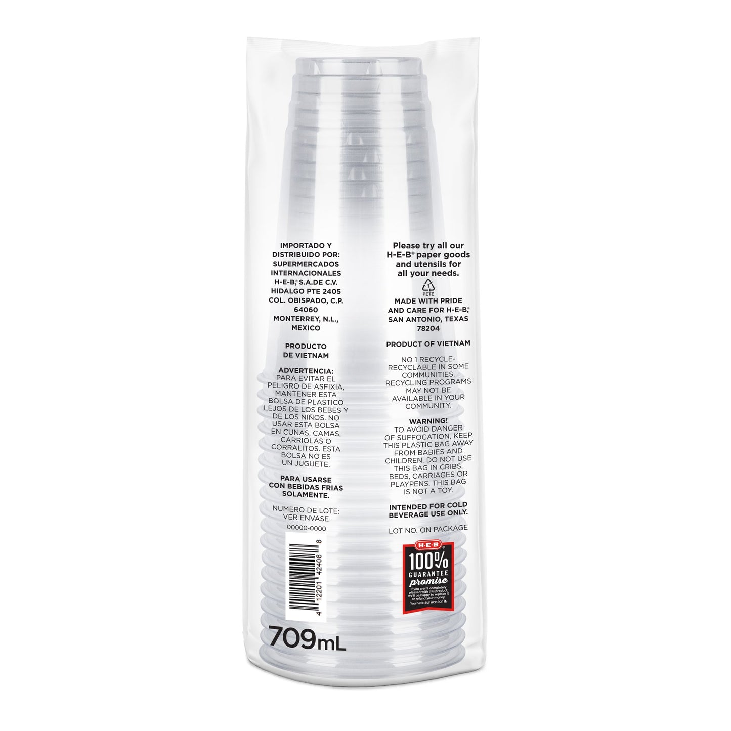 H-E-B 24 oz Clear Plastic Cups