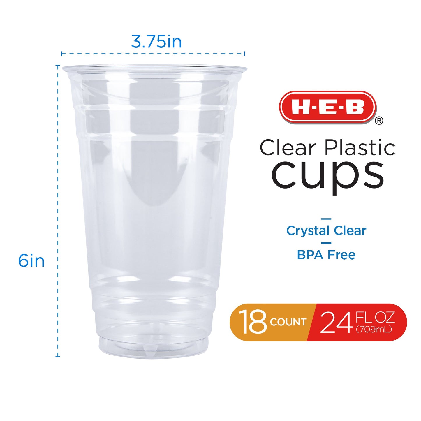 H-E-B 24 oz Clear Plastic Cups