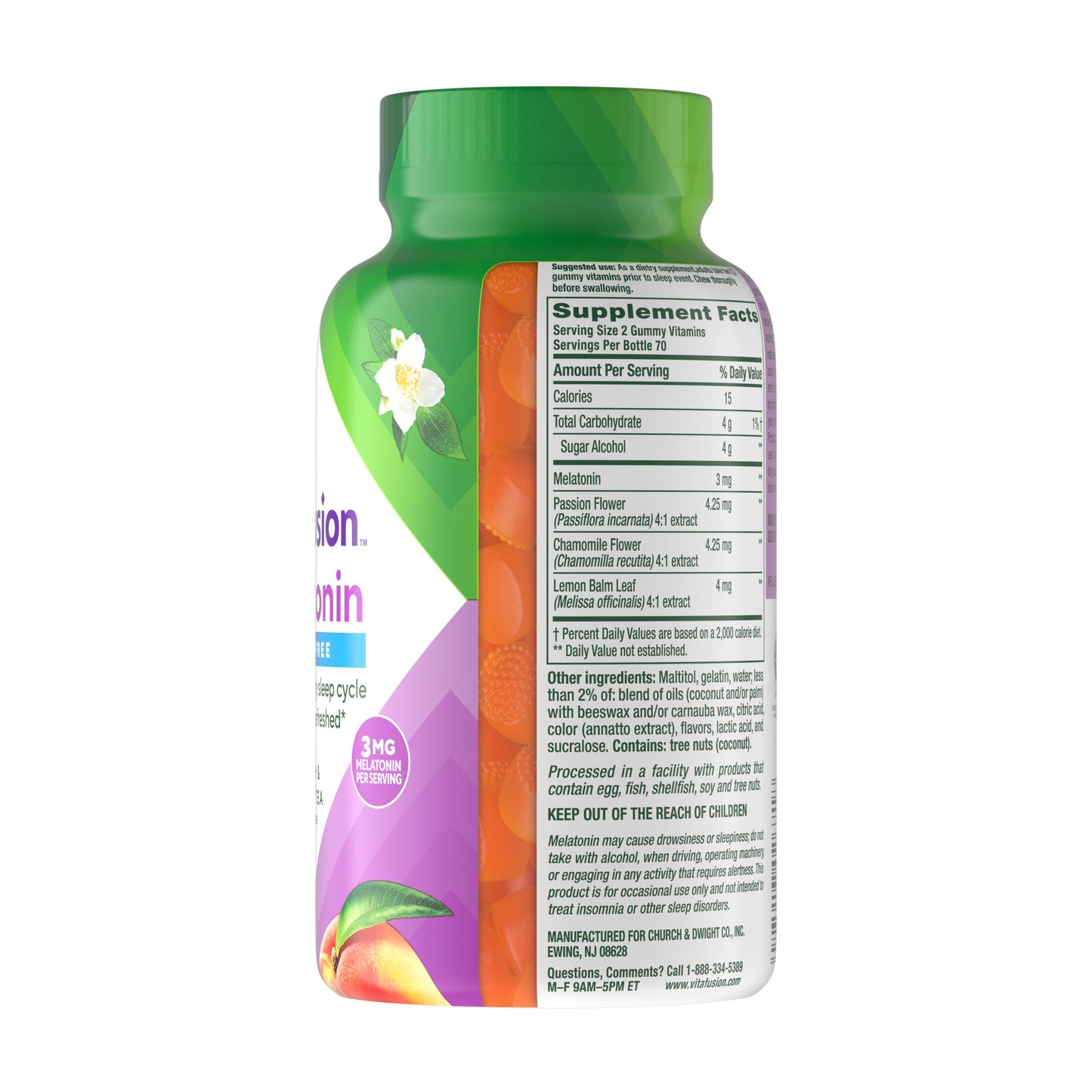 Vitafusion Sugar Free Melatonin Sleep Gummies - Peach & White Tea
