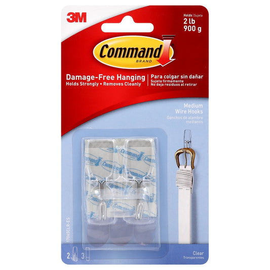 Command Medium Wire Hooks - Clear