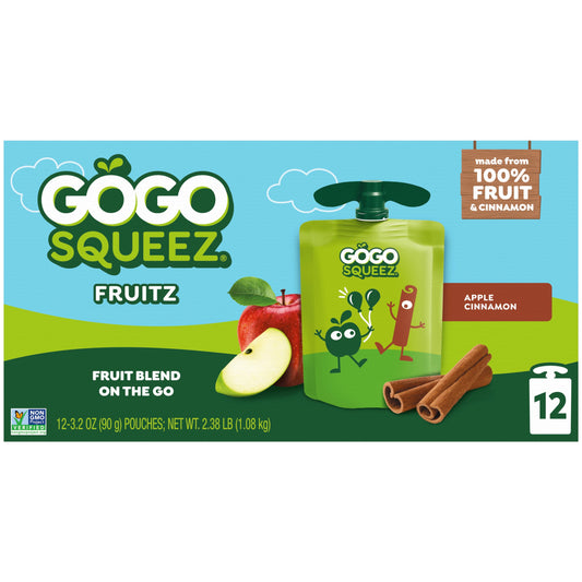 GoGo squeeZ No Sugar Added Apple Cinnamon Applesauce & Fruit Puree Pouches