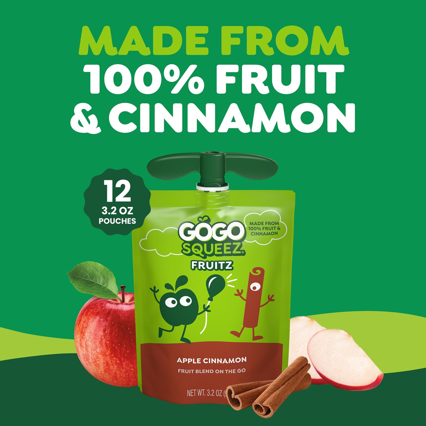 GoGo squeeZ No Sugar Added Apple Cinnamon Applesauce & Fruit Puree Pouches