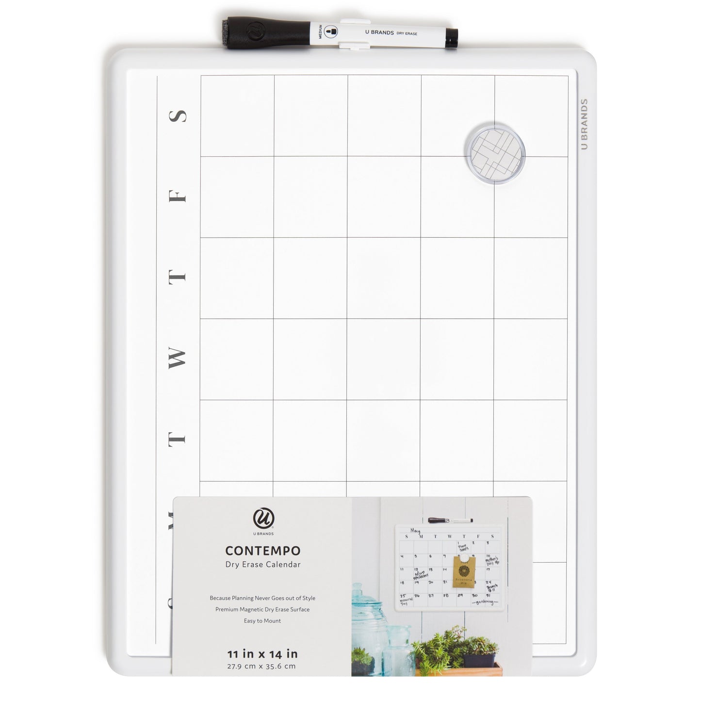 U Brands Contempo Magnetic Dry Erase Calendar Board
