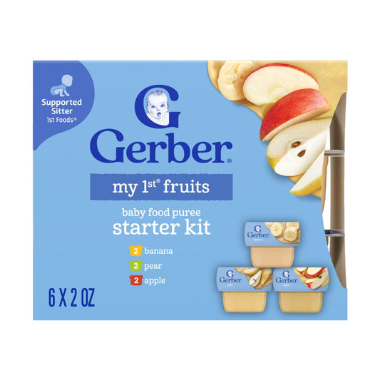 Gerber Stage 1 Baby Food Starter Kit - Banana Pear & Apple, 2 oz Tubs