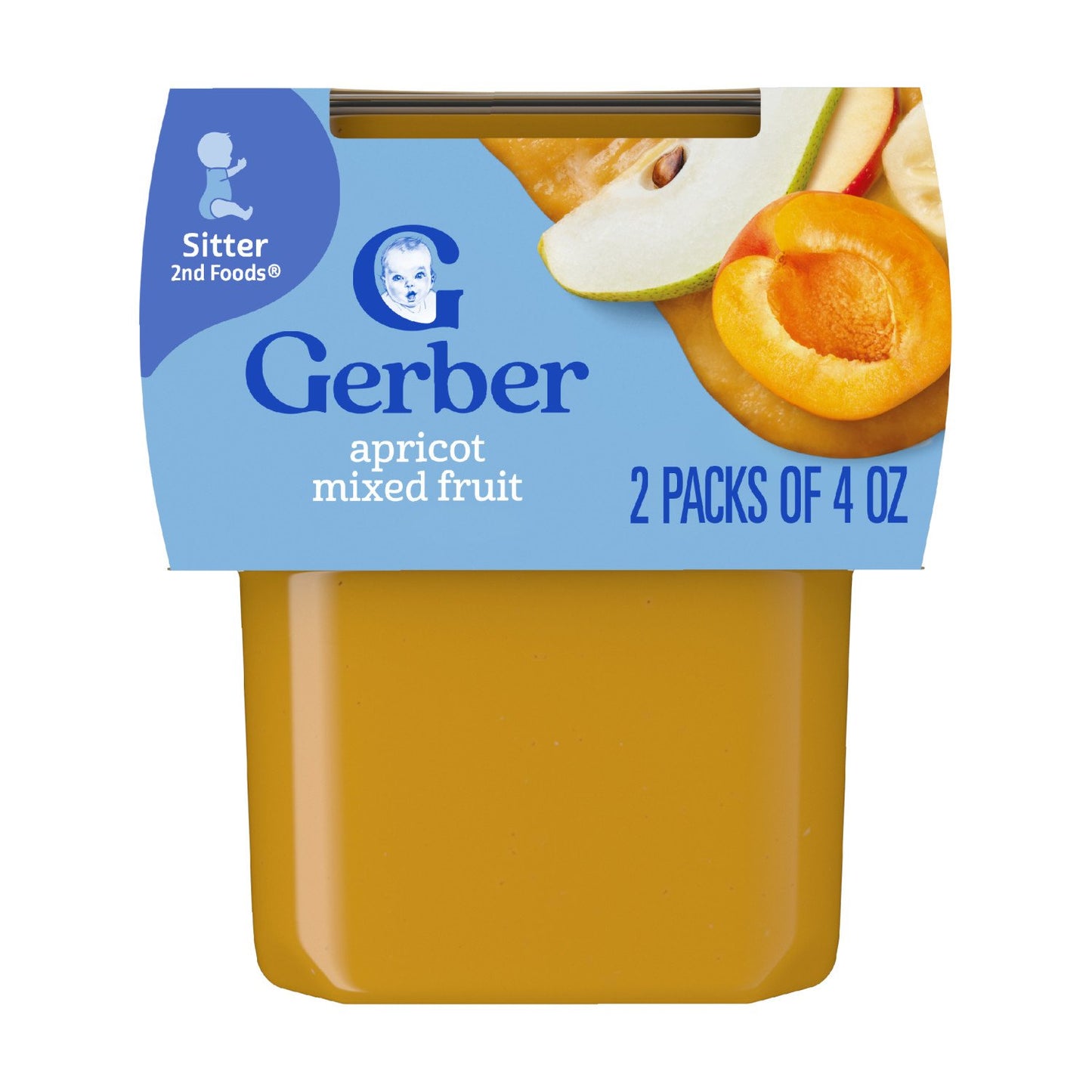 Gerber Stage 2 Baby Food - Apricot Mixed Fruit, 4 oz Tubs