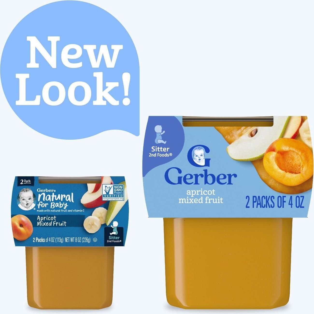 Gerber Stage 2 Baby Food - Apricot Mixed Fruit, 4 oz Tubs