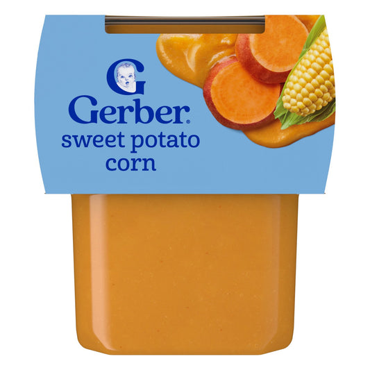 Gerber Stage 2 Baby Food - Sweet Potato Corn, 4 oz Tubs