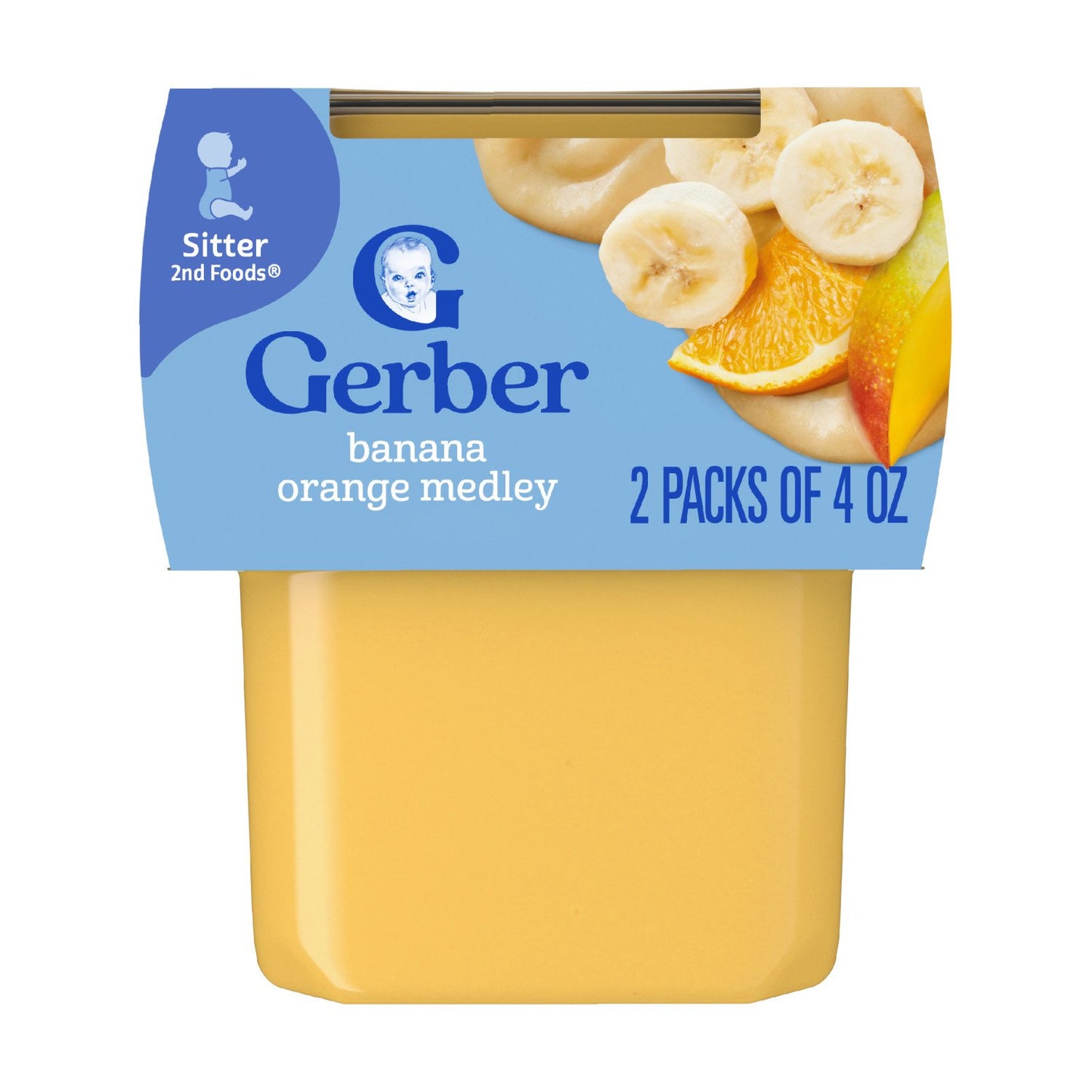 Gerber Stage 2 Baby Food - Banana Orange Medley, 4 oz Tubs