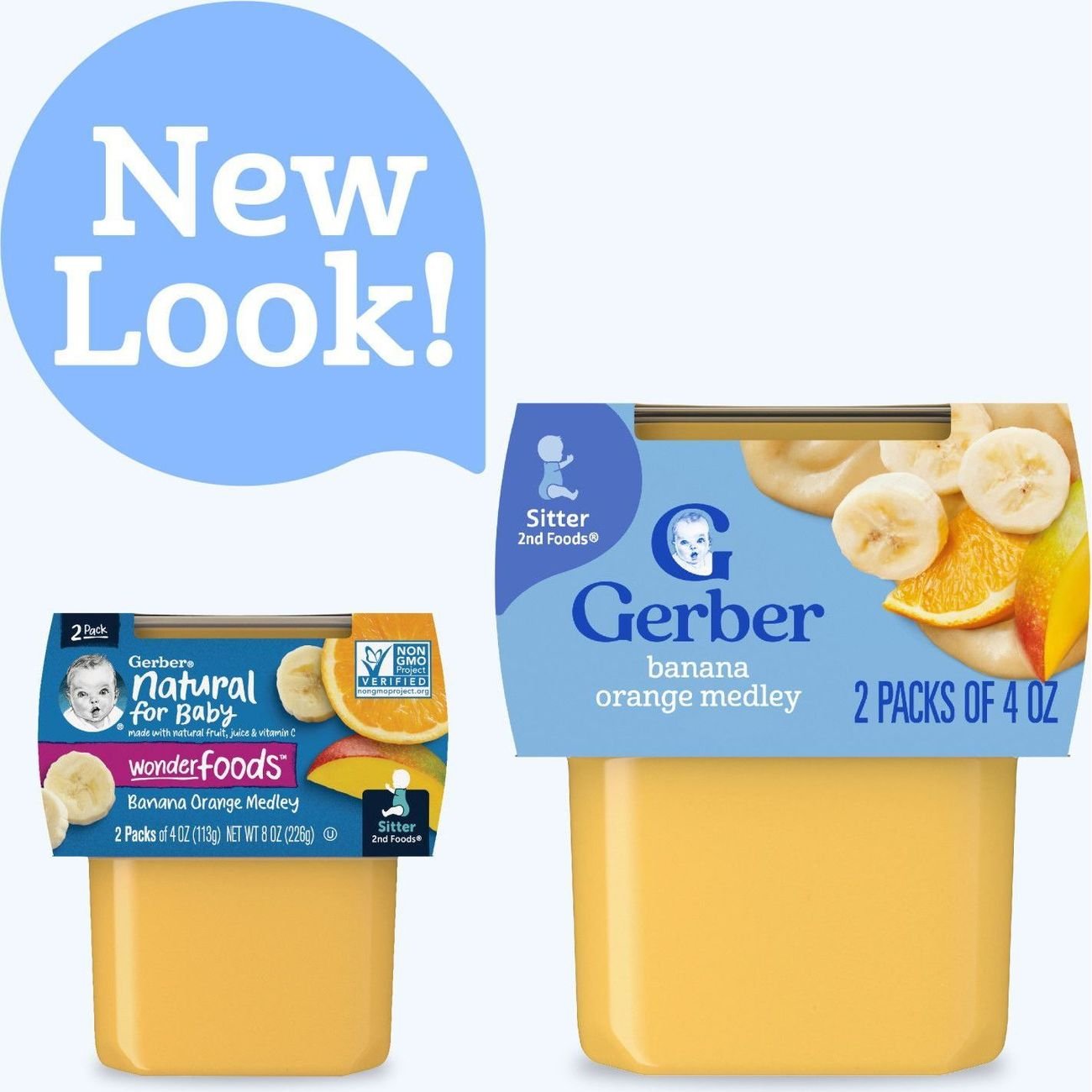 Gerber Stage 2 Baby Food - Banana Orange Medley, 4 oz Tubs