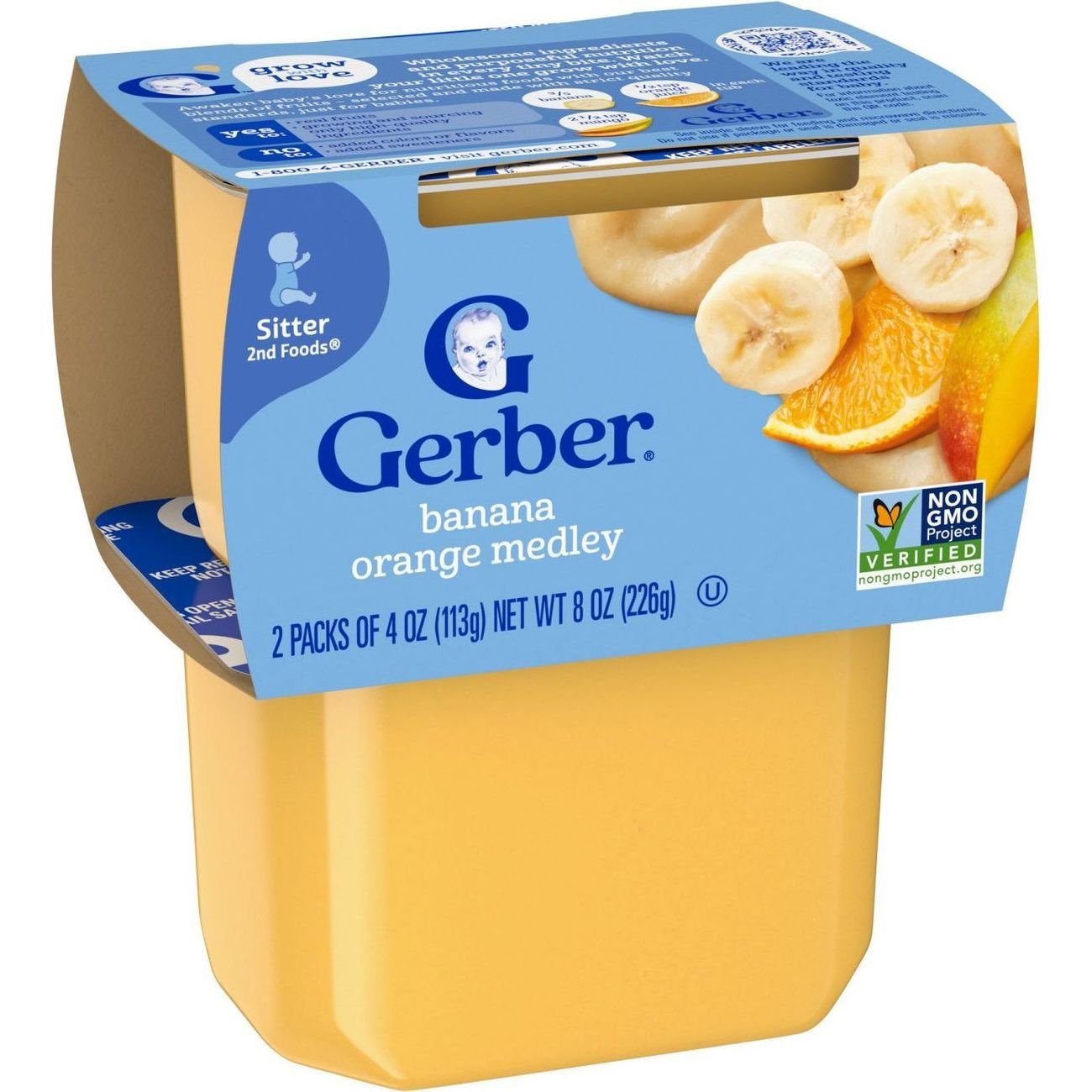 Gerber Stage 2 Baby Food - Banana Orange Medley, 4 oz Tubs