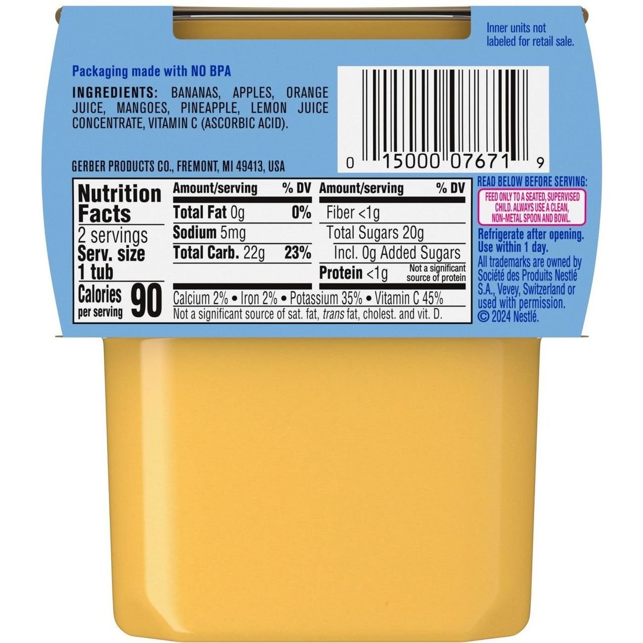 Gerber Stage 2 Baby Food - Banana Orange Medley, 4 oz Tubs