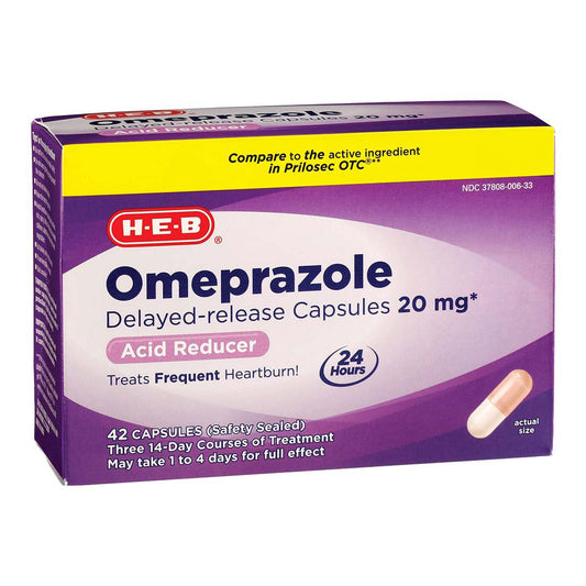 H-E-B Omeprazole Delayed Release Acid Relief Tablets – 20 mg