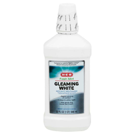 H-E-B Gleaming White Anticavity Mouthwash - Fresh Mint
