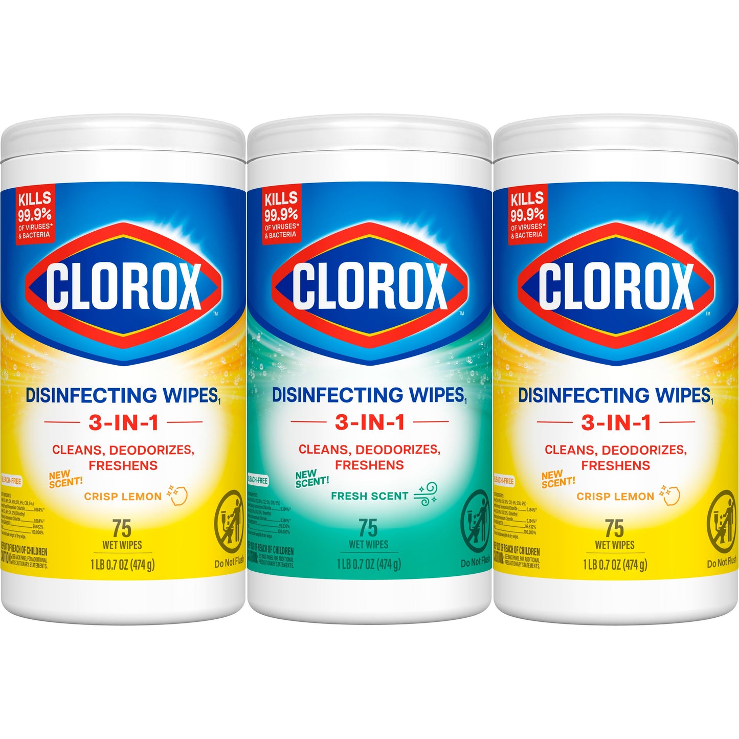 Clorox Disinfecting Value Pack Bleach Free Cleaning Wipes, 75 ct